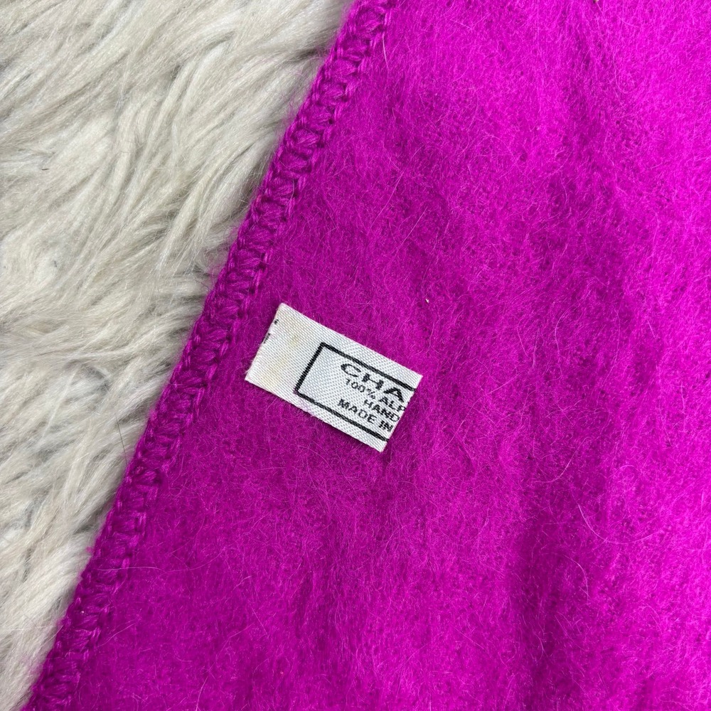 Alpaca Camargo Fushia Pink Purple Alpaca Blend Scarf Fringe Hem - Picture 3 of 5